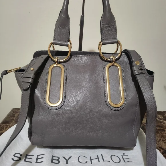 See By Chloe Paige Grey Leather 2way Shoulder Bag, Dustbag & COA EUC - Picture 13 of 15